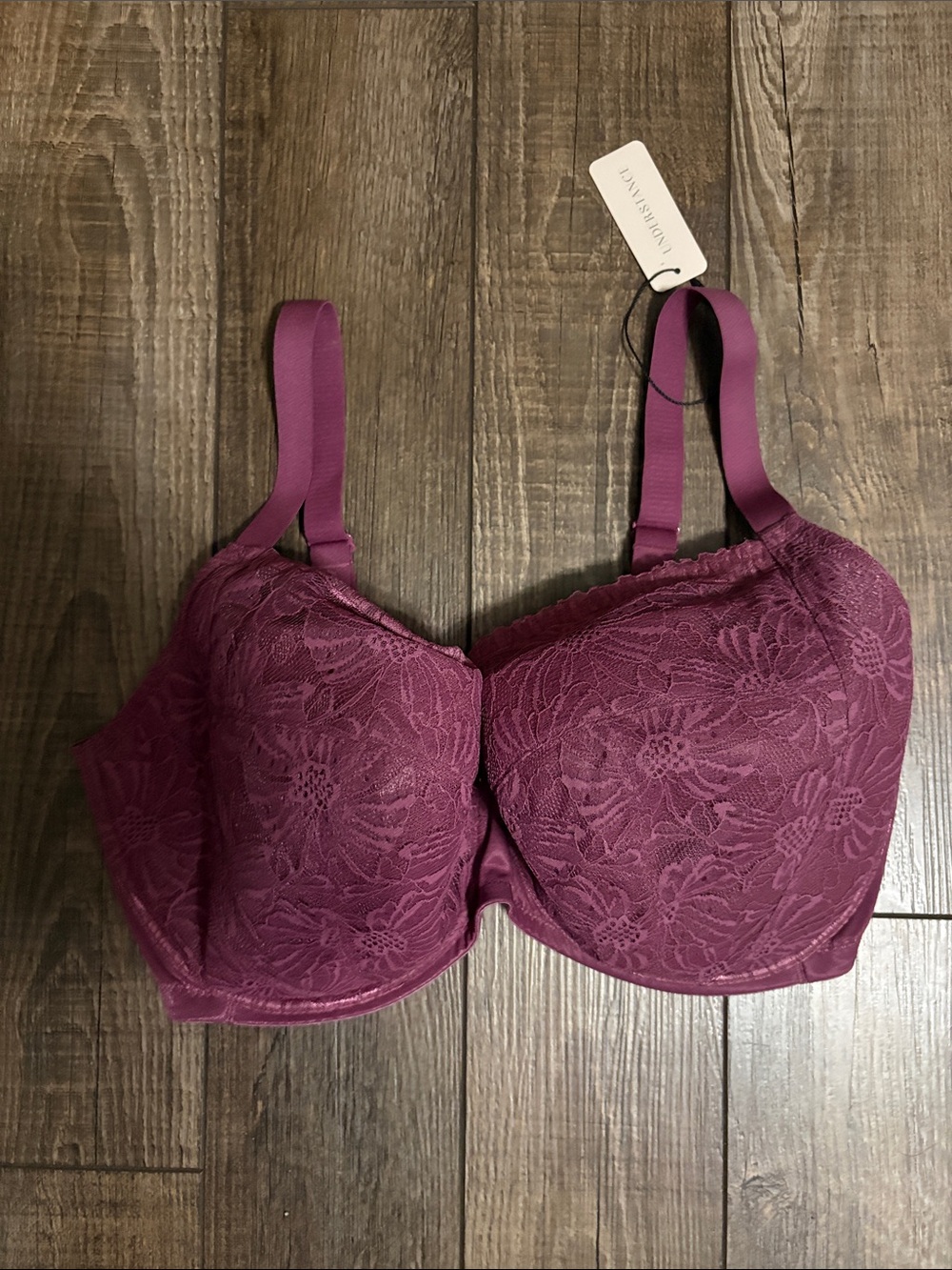 Plum Lace Underwire Bra with Adjustable Straps